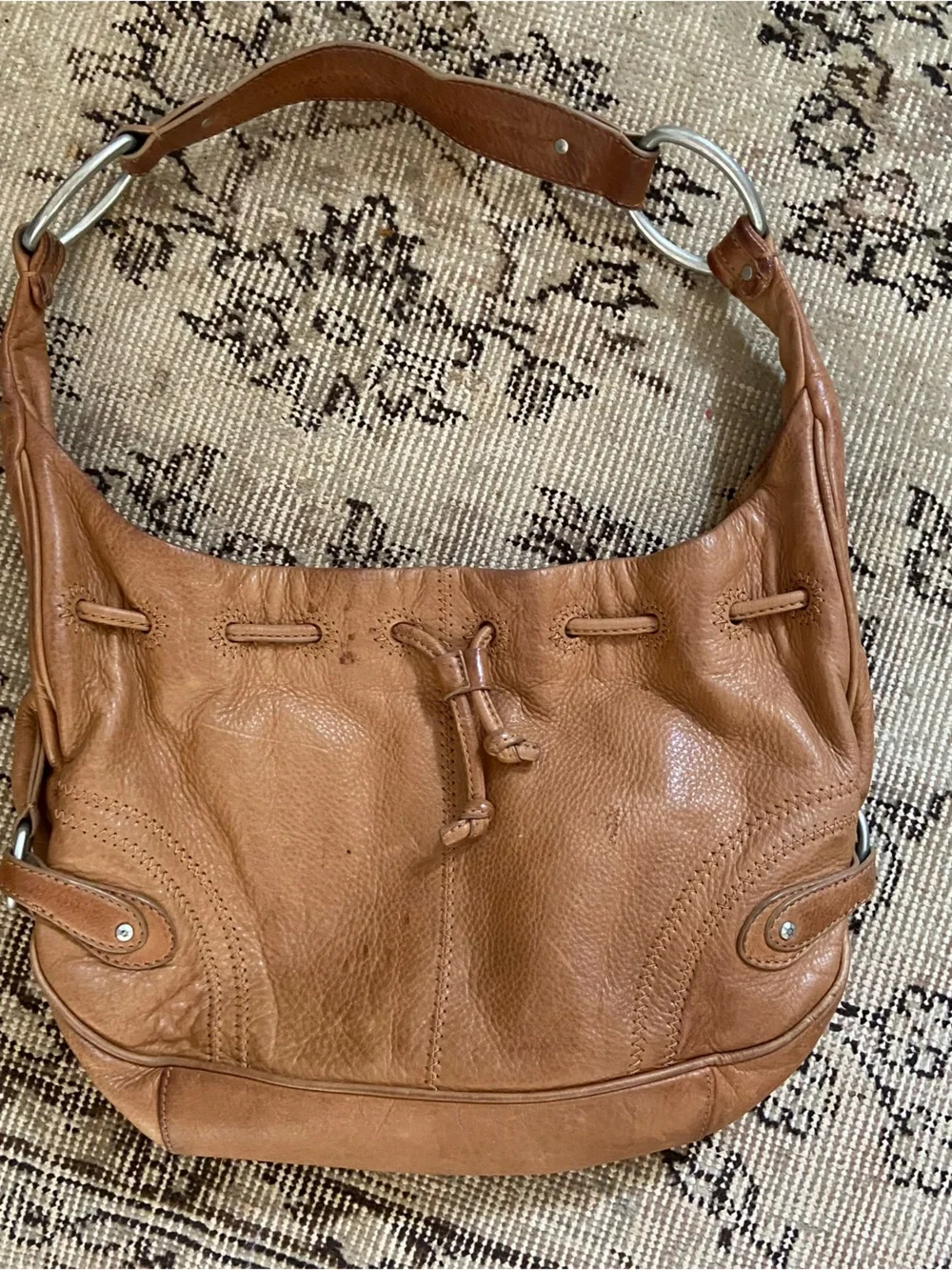 Vtg Sigrid Olsen Leather Hobo Shoulder Bag Brown Slouchy Purse Classic Boho